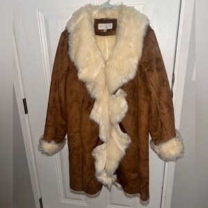 Fabulous Furs Brown and Cream Teddy coat